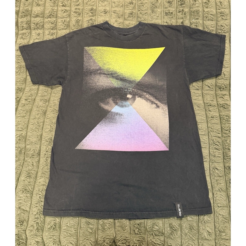 Billabong Graphic Retro Eye Mens Black Vintage Looking Graphic Tshirt Sz Large